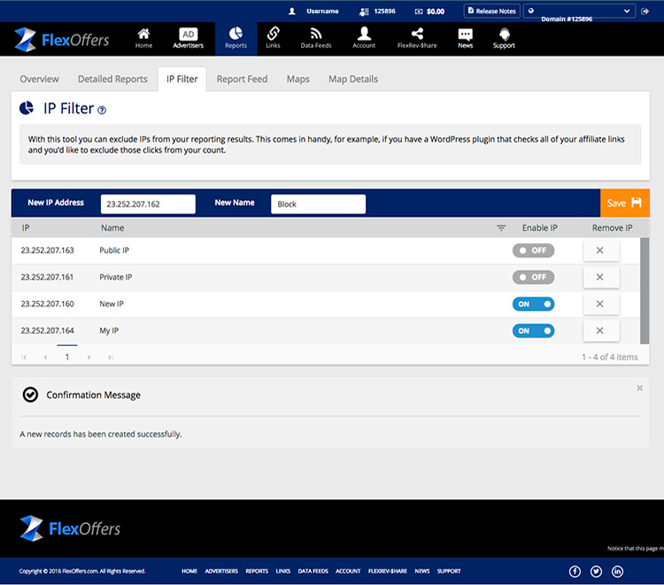 Detailed Reporting - IP Filters