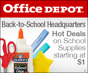 FlexOffers.com, affiliate, marketing, sales, promotional, discount, savings, deals, bargain, banner, blog, Back to School Supply Sale, Office Depot and OfficeMax, Staples, Sam's Club, Target.com, Kohls Department Stores Inc, Groupon, school, supplies, gear, children, kids