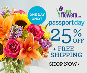 FlexOffers.com, affiliate, marketing, sales, promotional, discount, savings, deals, bargain, banner, blog, 1800flowers.com Passport Day Deals, 1800flowers.com, Passport Day, flowers, bouquets, gifts, annual, anniversary, birthday, Valentine’s Day, Mother’s Day, weddings, graduation, date night