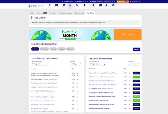 FlexOffers Top Offers tool, Top offers tools 