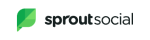 logo for sprout social with bold title in black with a green leaf on the left side